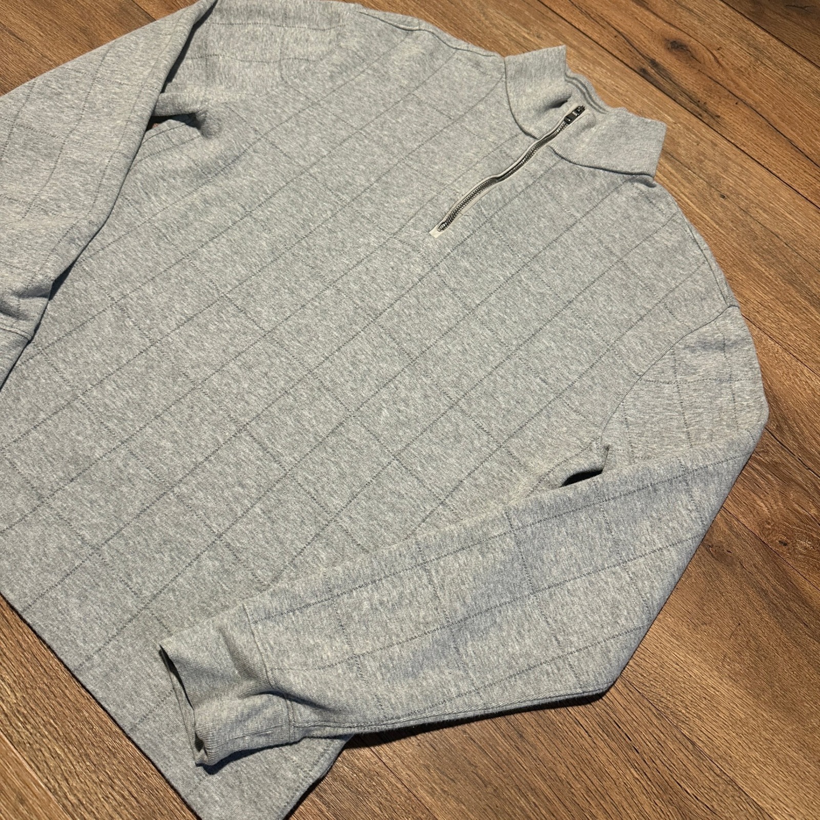 Polo Golf Ralph Lauren Gray Grid Quilted Quarter Zip Pullover Mens Xs